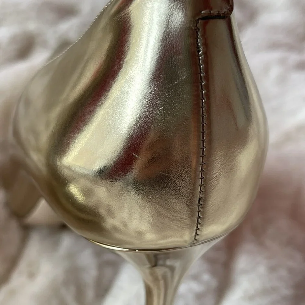 Jimmy Choo Romy 105mm Liquid Mirror Leather Gold - Picture 9 of 11